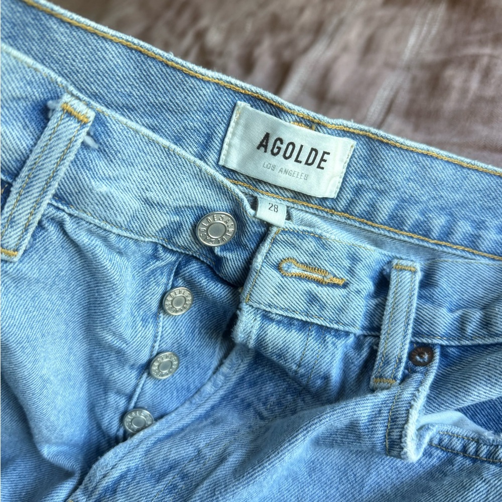 Agolde Light Blue High-Rise Button-Fly Jeans